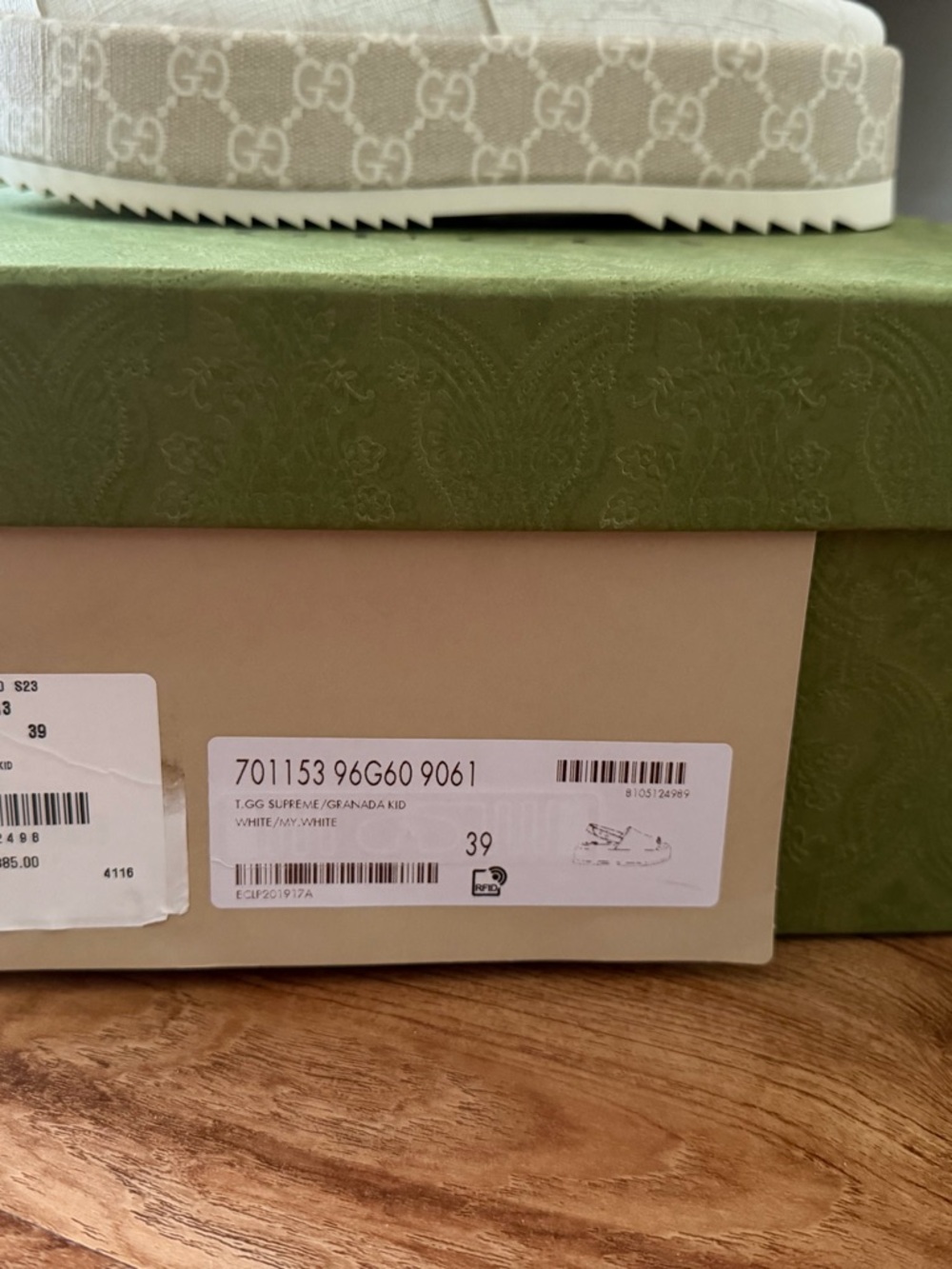 Gucci Cream Monogram Platform Slingback Sandal - Picture 8 of 8